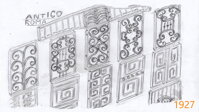 1927 - Výplň antických vzorů plot, ploty, kovový plot, kovové ploty, kovaný plot