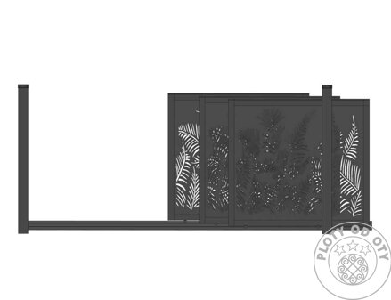 Kovová brána teleskopická vedená třídílná DESIGN III. do výšky 1,5m