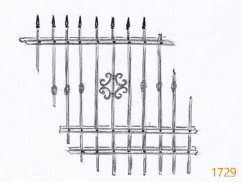 1729 - Návrh centrálního vzoru kovový plot, zdobení plotu, kovaný plot
